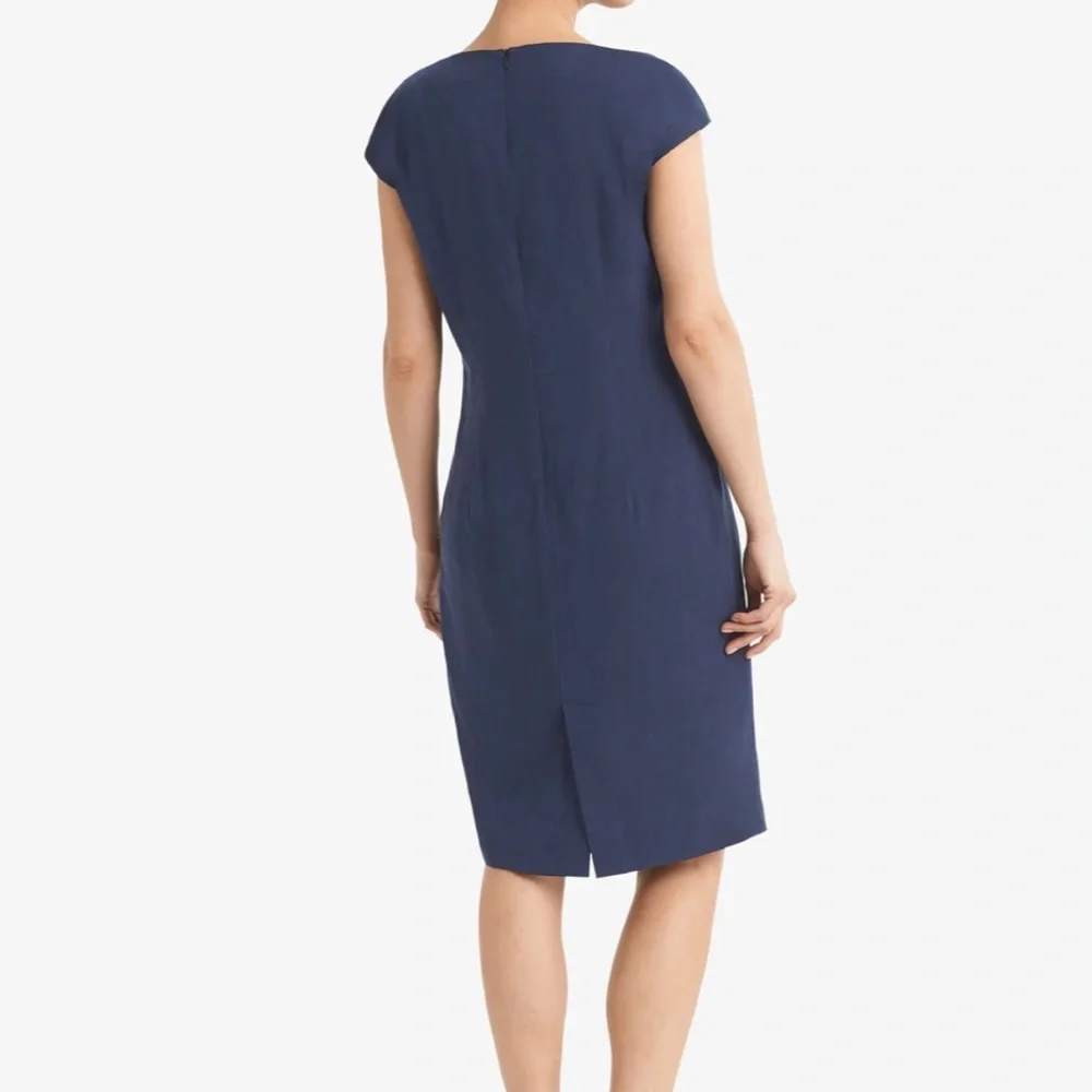 M.M. Lafleur The Marilyn Dress Stretch Linen Blue - Picture 12 of 12